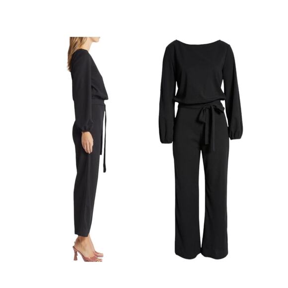 Nikki Lund Joy Long Sleeve Jumpsuit Black Size Medium - Picture 5 of 5